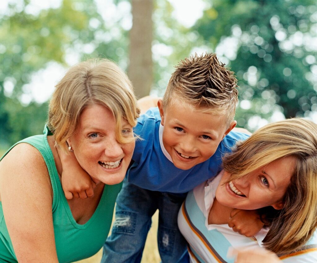 Family photo with two mothers